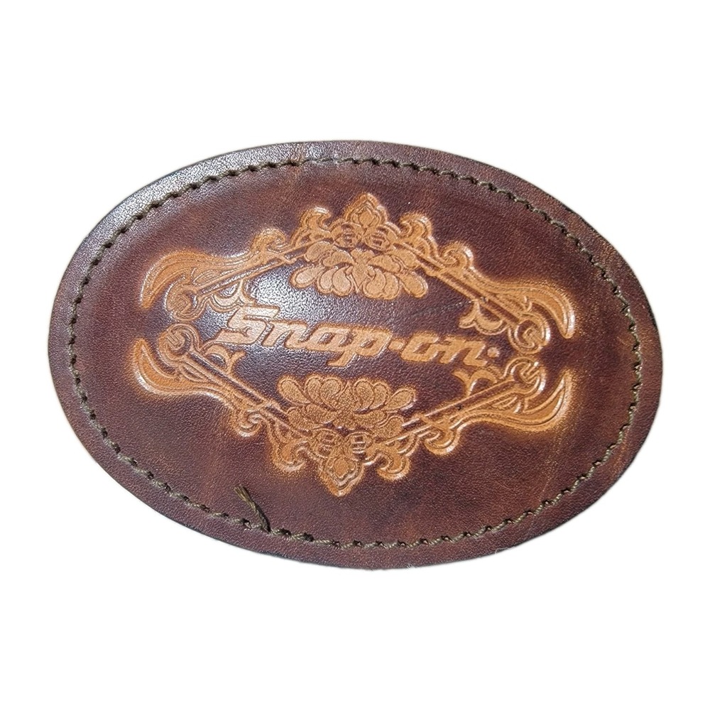 Vintage Snap-on Tools Belt Buckle Leather SPP-624 Tooled Floral Wrench Brass